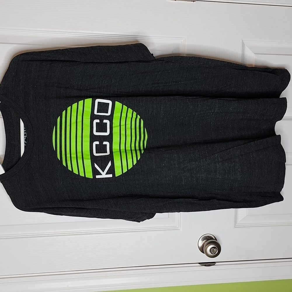 Chive Tees KCCO Heathered Black Short Sleeve T-Shirt Green Logo, Men's 3XL